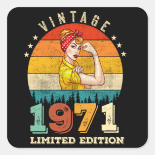 54 jaar oude Bday 1971  54ste Verjaardag Vrouwen Vierkante Sticker