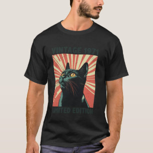 54 jaar oude cadeau Vintage 1971 Cat Lover 54th Bi T-shirt