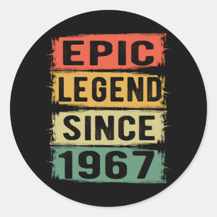 54 jaar oude dag 1967 Epic Legend 55th Birthday Ronde Sticker