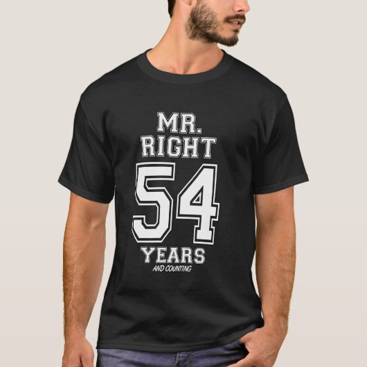 54 jaar zijn de heer Right Funny Couples Jubileum T-shirt (Voorkant)