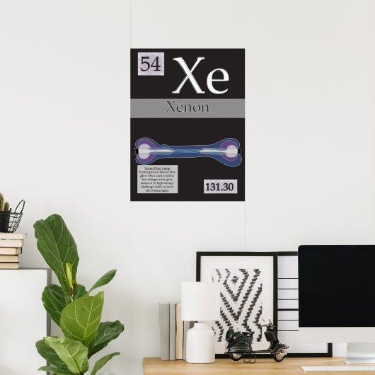54. Periodieke tabel xenon (Xe) van de elementen Poster (Thuiskantoor)
