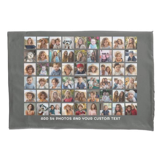 54 Vierkant Fotocollage Raster met Tekst Kussensloop (Voorkant)