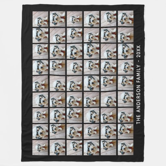 54 Vierkante fotocollage met eenvoudige tekst Fleece Deken (Voorkant)