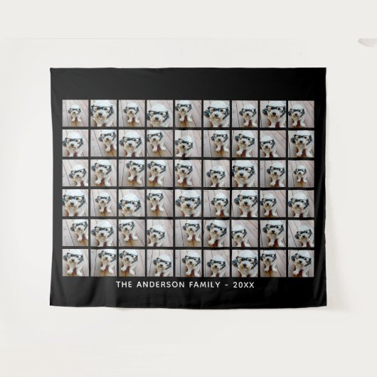 54 Vierkante fotocollage met eenvoudige tekst Wandkleed (Voorkant (horizontaal))