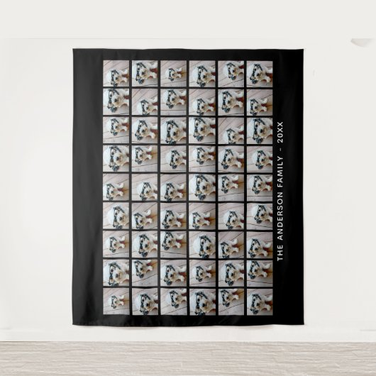 54 Vierkante fotocollage met eenvoudige tekst Wandkleed (Voorkant)