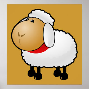 54-vrije-Cartoon-Schapen-Clipart-Illustratie Poster