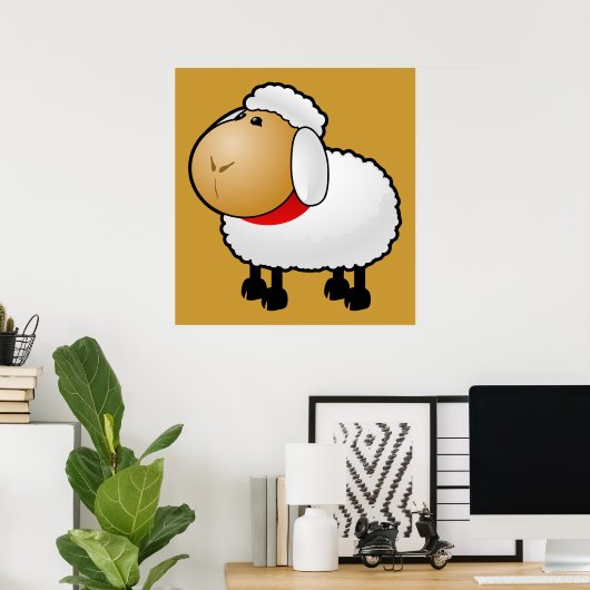 54-vrije-Cartoon-Schapen-Clipart-Illustratie Poster (Thuiskantoor)