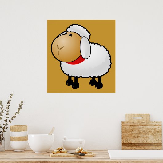 54-vrije-Cartoon-Schapen-Clipart-Illustratie Poster (Keuken)