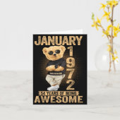 54 Year Old January 1972 Teddy Bear 54th Birthday  Kaart (Gele Bloem)