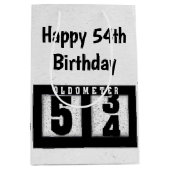 54e Birthday Black Odometer Medium Cadeauzakje (Voorkant)