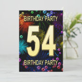 54e 'Birthday Party'-uitnodigingen vuurwerk bellen Kaart (Staand voorkant)