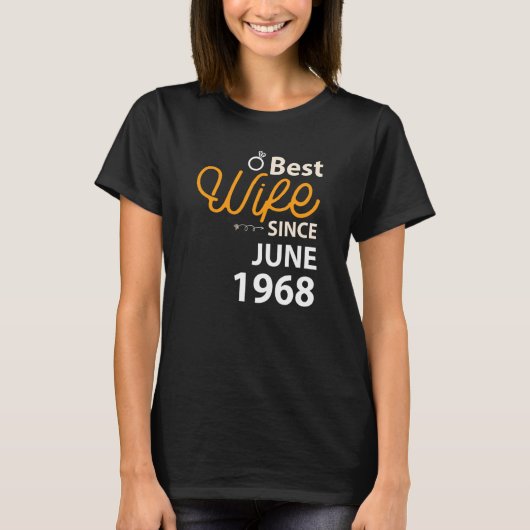 54e bruiloft Jubileum Beste vrouw sinds juni 1968 T-shirt (Voorkant)