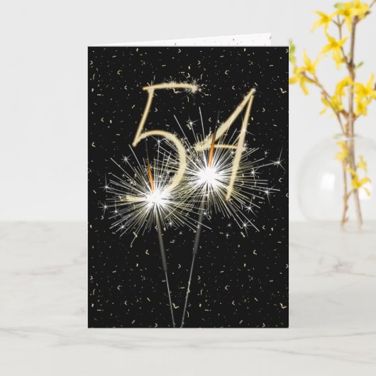 54e bruiloft-sparklers kaart (Gele Bloem)