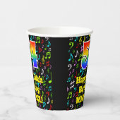 54e geboortedag: Leuk Muzieknoten patroon, Regenbo Papieren Bekers (Links)
