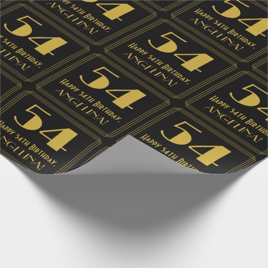 54e verjaardag ~ Art Deco geïnspireerd look "54",  Cadeaupapier (Hoek)