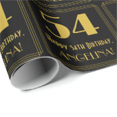 54e verjaardag ~ Art Deco geïnspireerd look "54", Cadeaupapier (Rol Hoek)