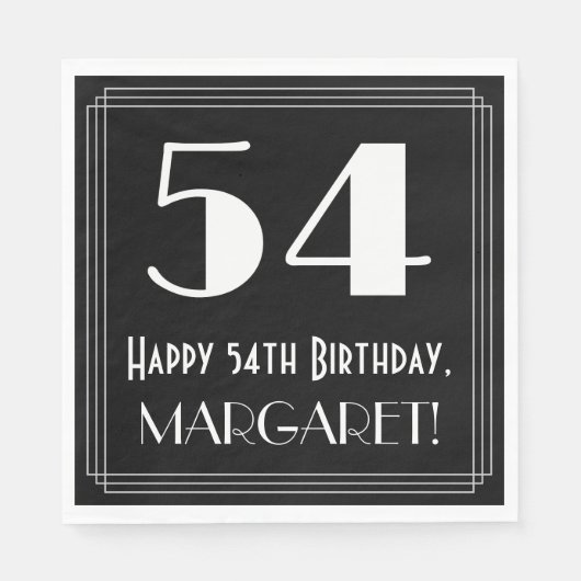 54e verjaardag ~ Art Deco geïnspireerd look "54",  Servet (Voorkant)