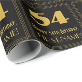 54e verjaardag - Art Deco Geïnspireerde look "54" Cadeaupapier (Rol Hoek)