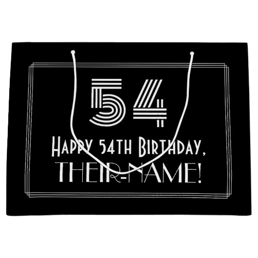 54e verjaardag — Art Deco Geïnspireerde look "54"  Groot Cadeauzakje (Voorkant)