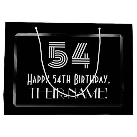 54e verjaardag — Art Deco Geïnspireerde look "54"  Groot Cadeauzakje (Achterkant)