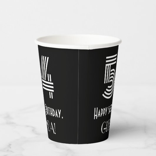 54e verjaardag — Art Deco Geïnspireerde look "54"  Papieren Bekers (Rechts)