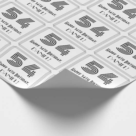 54e verjaardag: Art Deco geïnspireerde stijl "54"  Cadeaupapier (Hoek)