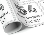 54e verjaardag: Art Deco geïnspireerde stijl "54"  Cadeaupapier (Rol Hoek)