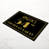 54e verjaardag: Art Deco Kijk "54", met naam Folie Uitnodiging (Gedraaid)