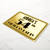 54e verjaardag — Art Deco look "54" + Naam Folie Uitnodiging (Gedraaid)