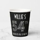 54e verjaardag: Art Deco Style + aangepaste naam Papieren Bekers (Achterkant)