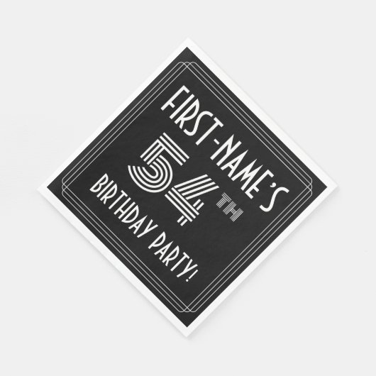 54e verjaardag: Art Deco Style + aangepaste naam Servet (Hoek)