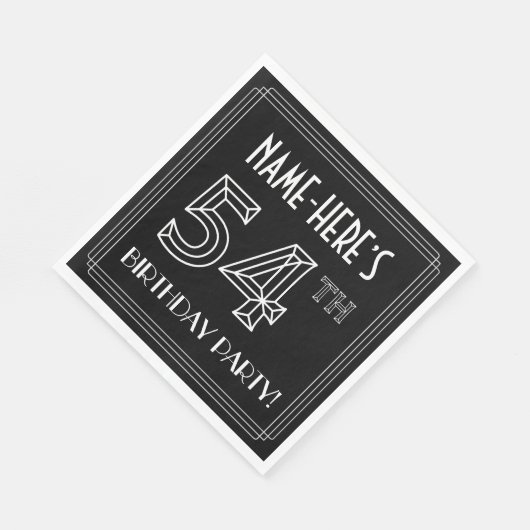 54e verjaardag: Art Deco Style + aangepaste naam Servet (Hoek)