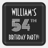 54e verjaardag: Art Deco Style en aangepaste naam Vierkante Sticker (Voorkant)