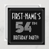 54e verjaardag: Art Deco Style met aangepaste naam Kaart (Voorkant / Achterkant)