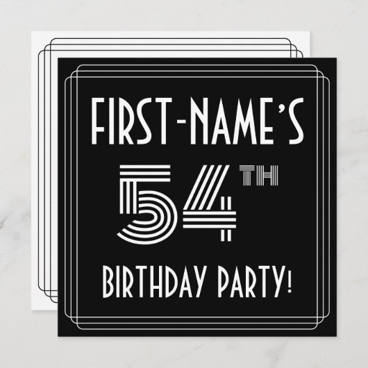 54e verjaardag: Art Deco Style met aangepaste naam Kaart (Voorkant / Achterkant)