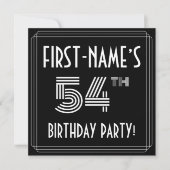 54e verjaardag: Art Deco Style met aangepaste naam Kaart (Voorkant)