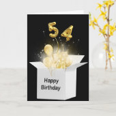 54e verjaardag ballonnen in witte doos kaart (Gele Bloem)