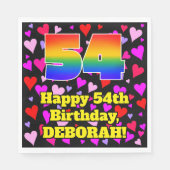 54e verjaardag: Beeldende hartenpatronen, regenboo Servet (Voorkant)