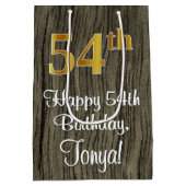 54e verjaardag: Elegant Faux Gold Look #, Faux Woo Medium Cadeauzakje (Achterkant)