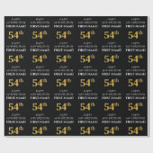 54e verjaardag: Elegant, zwart, Faux Gold look Cadeaupapier (Vlak)
