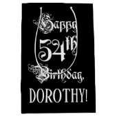 54e verjaardag: Fancy, elegant script + aangepaste Medium Cadeauzakje (Voorkant)