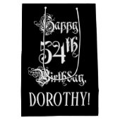 54e verjaardag: Fancy, elegant script + aangepaste Medium Cadeauzakje (Achterkant)