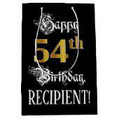 54e verjaardag ~ Fancy script; Faux Gold look; naa Medium Cadeauzakje (Voorkant)