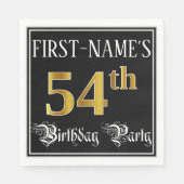 54e verjaardag — Fancy script, Faux Gold look Servet (Voorkant)