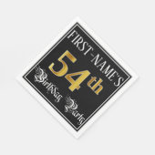 54e verjaardag — Fancy script, Faux Gold look Servet (Hoek)