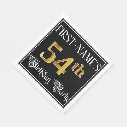 54e verjaardag — Fancy script, Faux Gold look Servet (Hoek)