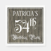 54e verjaardag — Fancy script, kijk op hout Servet (Voorkant)