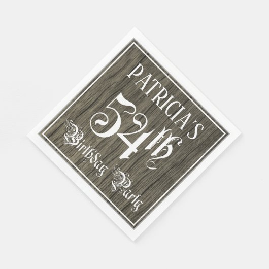 54e verjaardag — Fancy script, kijk op hout Servet (Hoek)