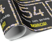 54e verjaardag: Floral Flowers Number, Custom Name Cadeaupapier (Rol Hoek)