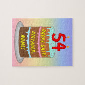 54e verjaardag: Fun Cake and Candles + Custom Name Legpuzzel (Horizontaal)